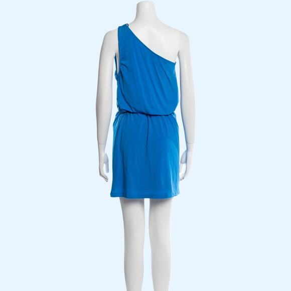 JAY GODFREY Blue One-Shoulder Mini Dress With Black Belt - Picture 6 of 7
